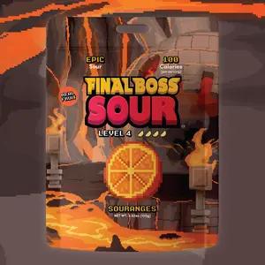 Final Boss Sour Oranges – Level 4 Drop | Real Fruit, Extreme Sour Powder | 1-Pack or 4-Pack Snacks Dry