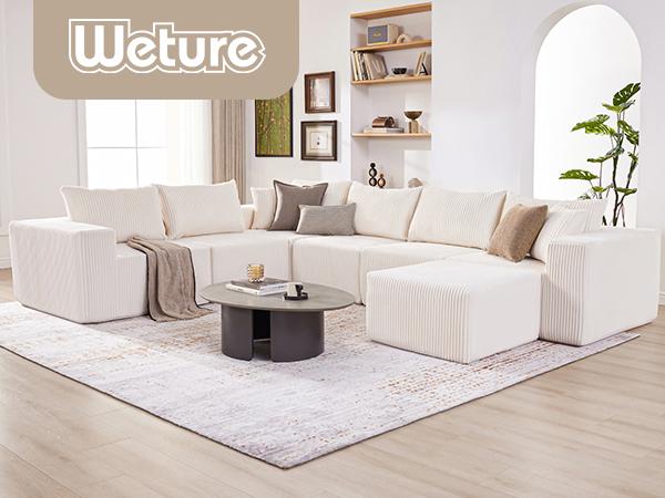 【4 packages】135.4" Cloud Couch Sectional, Sectional Sleeper Sofa with Deep Seat, Plush Corduroy U Shaped Boneless Couch, Convertible Modular Couches for Living Room, 7Seat 【4 packages】135.4" Cloud Couch Sectional, Sectional Sleeper Sofa with Deep Seat, Plush Corduroy U Shaped Boneless Couch, Convertible Modular Couches for Living Room, 7Seat