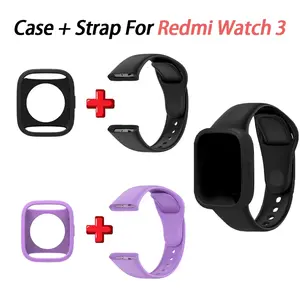Silicone Strap For Redmi Watch 3 Smart Watch Band + Protective Case Shell Smartwatch Strap Smart Watch Accessories