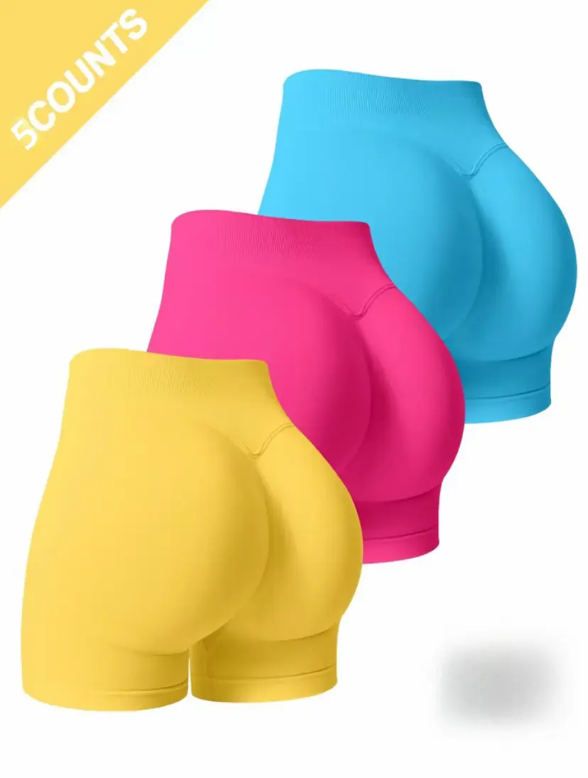 Quietlake Seamless Shorts for Women, Invisible Scrunch Butt Lifting Gym Booty Biker Shorts, Breathable Comfortable High Stretch Skinny Shorts, Gym Shorts, Ladies Sportswear for Indoor Outdoor Wear, Athletic Shorts, High Waist Shorts