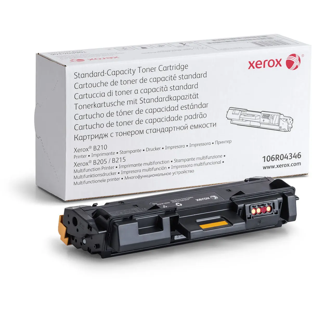 Genuine Xerox 106r04346 Standard Capacity Black Toner Cartridge - Genuine Parts, 1500pp Yield, High Print Quality, Compatible with Xerox B205/B210/B215 Laser Printers