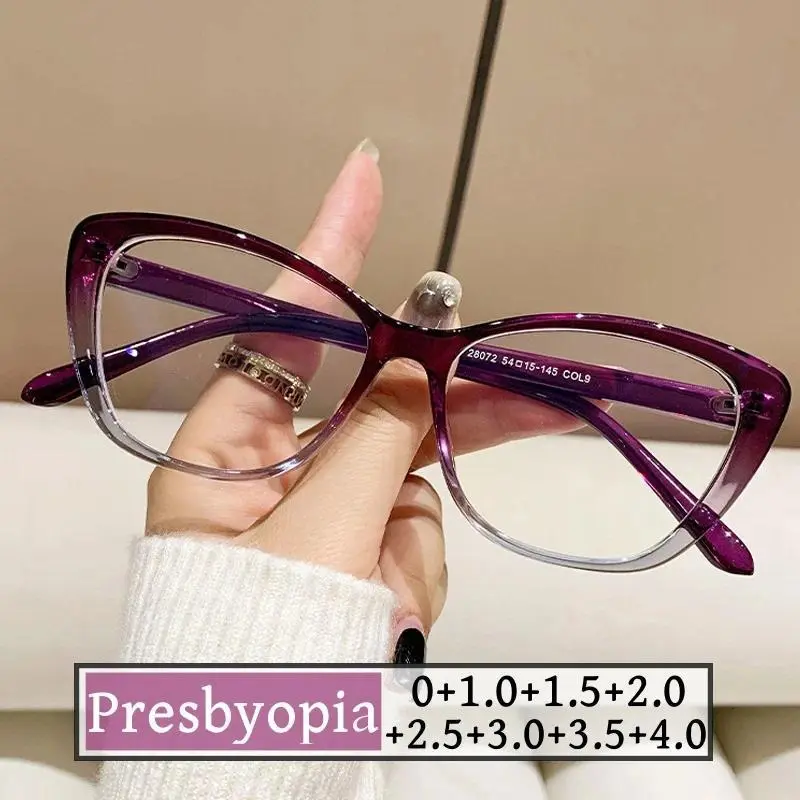 Unisex Ultra-Light Cat-Eye Eyeglass Frames - Single Item Prescription Eyewear with 0 to +4.0 Diopter Lenses for Farsightedness & Reading, Fashionable Design, Eyewear Fashion, +4 Diopters Max, Far-Sight Reading, Prescription Lens, Presbyopia