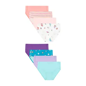 Hanes Pure Comfort Toddler Girls' Underwear Briefs, 8-Pack. Organic Cotton, Prints Assorted