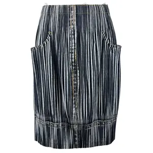 Pre-owned Issey Miyake Others Small Leather Goods PLEATS PLEASE Denim transfer Skirt