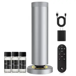 Deluxe Waterless Aromatherapy Diffuser with 3 Essential Oils 1000 Sq Ft Coverage Adjustable Mist Timer Night Light Starter Kit for Home Hotel Fragrance Machine USB Powered Remote Control LED Lights