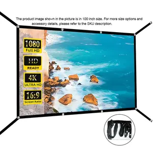 16: 9 high-definition simple projection screen, foldable for cleaning and storage without drilling, portable wall mounted projection screen 60-72-84-100-120-150 inches, wall mounted foldable soft screen for home office bedroom living room Projector Screen