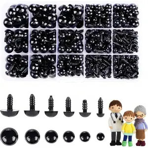 700 Black Plastic Crochet Safety Eyes with Washers, Round Doll Eye, DIY Handmade Doll Eyes, Bear Decoration Glasses, Suitable for 6-14mm Plush Animals and Amigurumi DIY Halloween Decorations