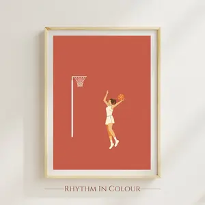 Netball Player Poster Sports Lovers Art Print Minimal Modern Wall Art Sport Hobby Minimalist Pop Art Gift for Netball Player Sports Athlete