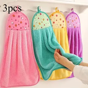3pcs Water absorbent hand towels, bathroom towels, kitchen cleaning cloths, Soft Absorbent Towel