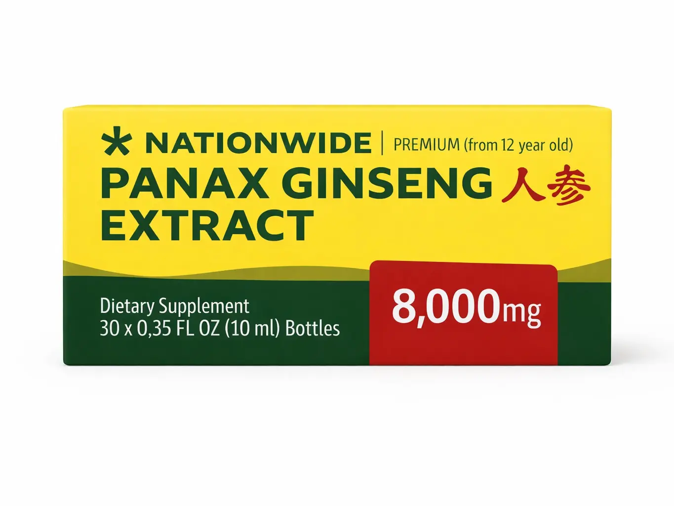 Panax Ginseng Extract 8000mg Liquid Shots - 30 x 10mL Bottles - Energy, Focus & Stamina Supplement Dietary Healthcare