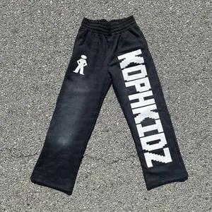 Shiyi Trading Unisex Street Hip Hop Style Old Y2k Vintage Pants Letter Printed Sweatpants Casual Trousers Drawstring Design Womenswear Bottom Machine Washable