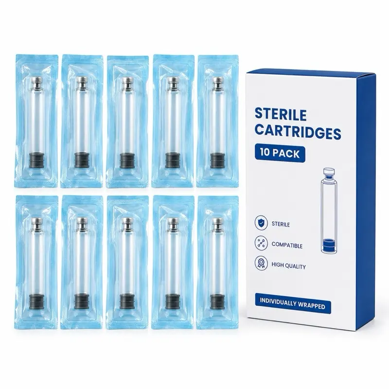 10-Pack Sterile Transparent 3mL Empty Cartridges for Laboratory Handling, No Compounds Included (Pen NOT Included)