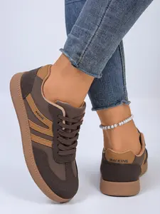 Women's Breathable Striped Casual Sneakers, Lightweight Textile Upper, Rubber Sole, All Season Travel Athletic Running Shoes, Walking Running Shoes