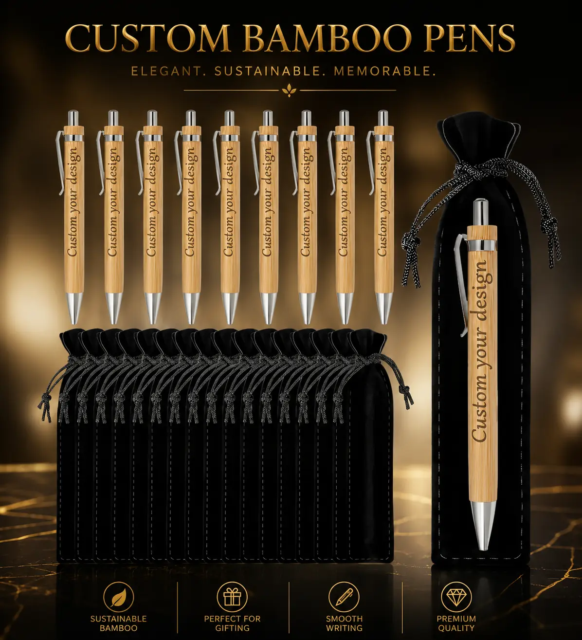 Customizable Luxury Wooden Pens Personalized Ballpoint Pen Luxury Writing Tools Anniversaries Gifts Party Favors 6/8/10/12/24/30/35/40