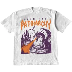 90s Dragon Feminism Tee, Funny Protest Graphic Shirt, Burn the Patriarchy Fantasy T-Shirt, Vintage Style Top
