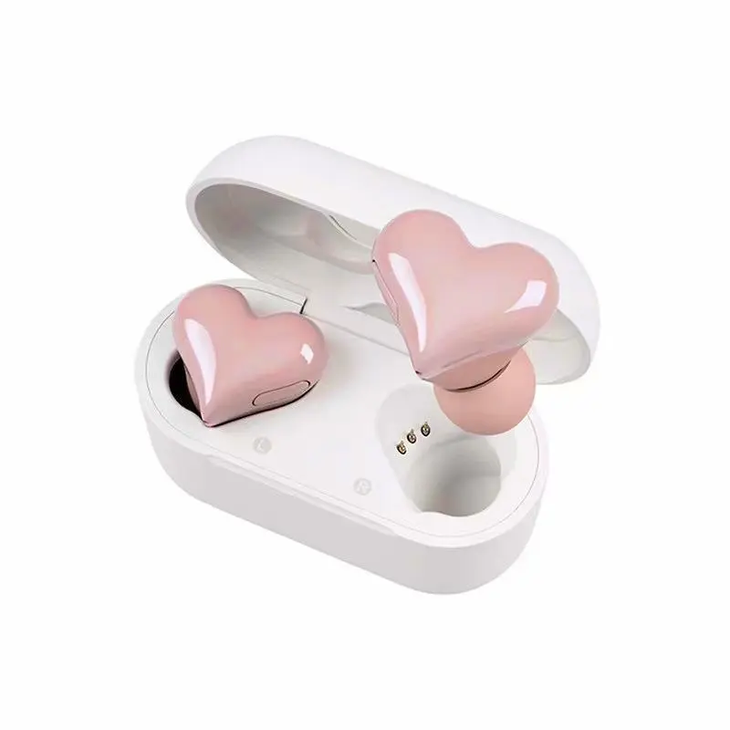 Heart Shape Noise Cancelling In-Ear with LED Touch Control for Girls and Women  Gift Made of Durable PC ABS Material Bluetooth 5.3 Connection Clear Calls IPX4 Water Resistant Wireless Earbuds Waterproof Earbuds Headphone ，
