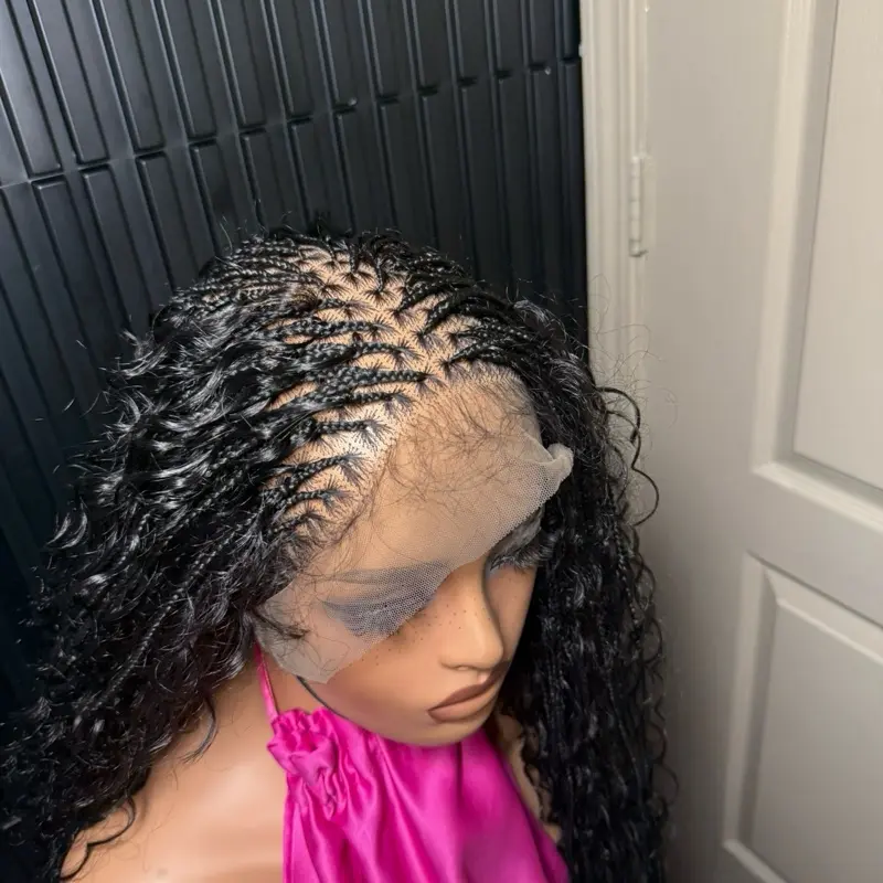 SHEEDAH Women's #26-40 Inch Micro Knotless Boho Box Braid Wig, Full Lace Synthetic Wig with Standard Lace Cap, Medium Cap Size 21.5-22.5" (Knotless Braids Style)