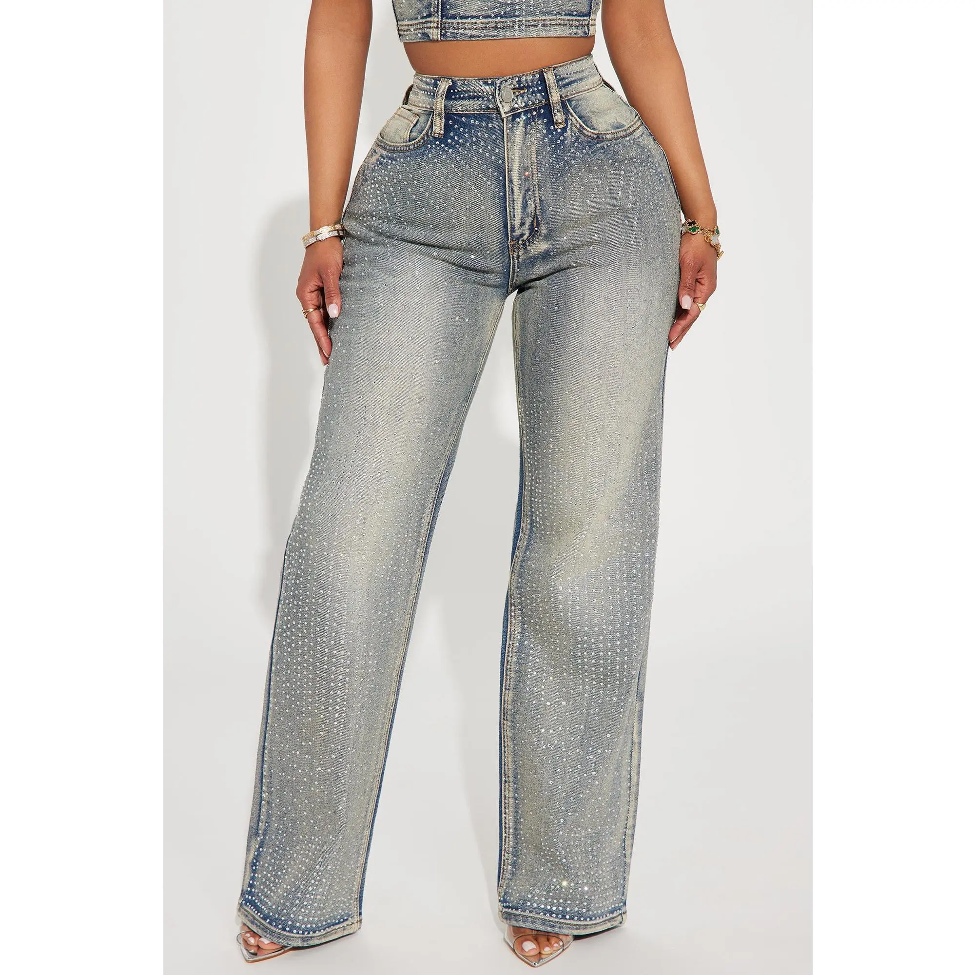 Chasing A Dream Embellished Stretch Straight Leg Jeans - Vintage Wash Chasing A Dream Embellished Stretch Straight Leg Jeans - Vintage Wash