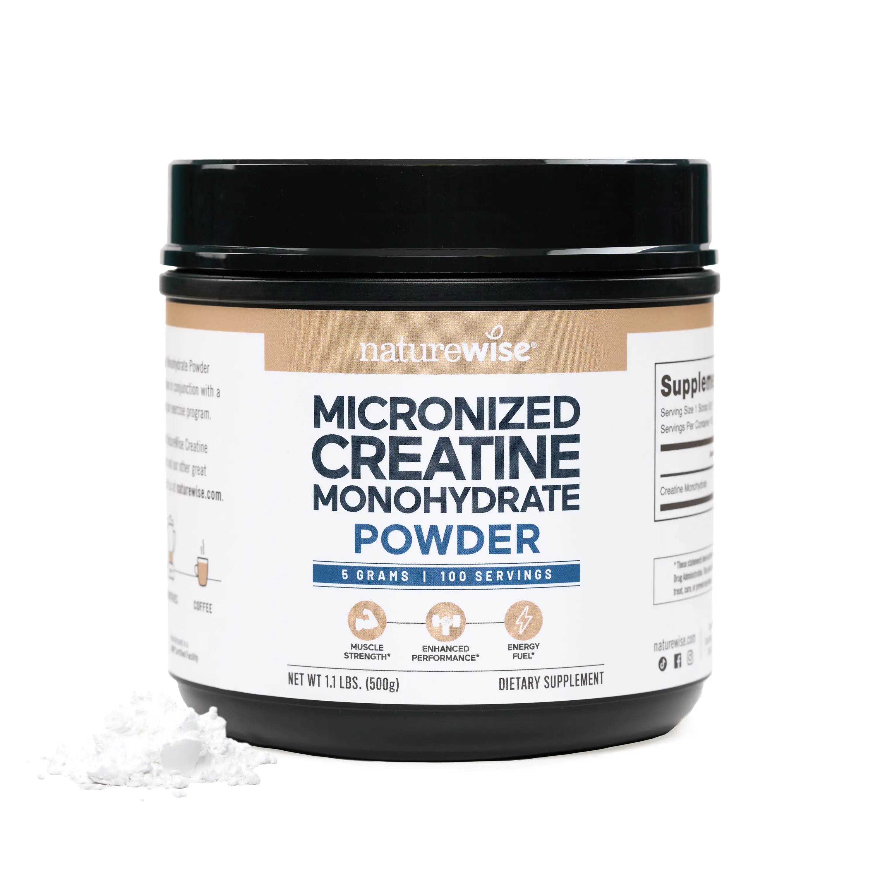 NatureWise Micronized Creatine Monohydrate Powder, 5000mg (5g) Per Serving - Creatine for Women & Men - Pure, Unflavored, Supports Lean Muscle Mass, Endurance - USA Manufactured
