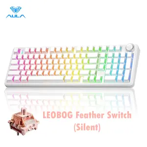 [Silent Switches]AULA F99 Pro Tri-Mode Mechanical Wireless Keyboard with Knob BT5.0/USB-C/2.4GHz,Hot Swappable,Pre-lubed Switches,Gasket Structure,RGB Backlit Computer Gaming Keyboard (Black) Creamykeyboard Office PC Accessories TikTokShopfalldealsforyou