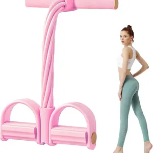 Multifunction Elastic Yoga Resistance Band 8 Tube Pedal Device for Legs Arms Core Training Purple Latex TPE Foam Handle Workout Bands Set