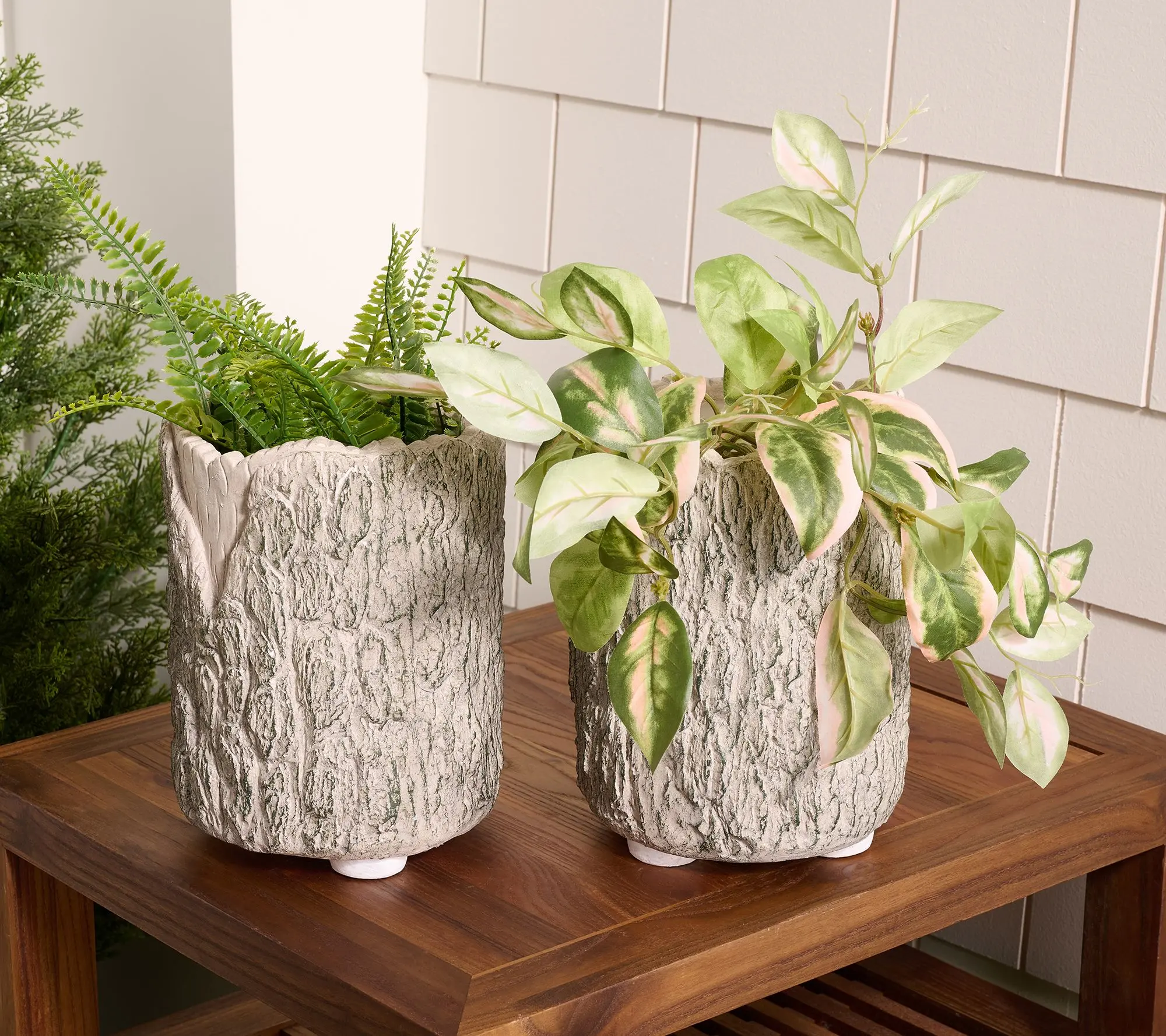 Martha Stewart Set of 2 9" Faux Bois Planters