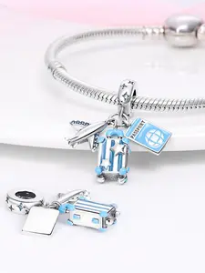 Airplane & Passport Design Pendant, 2024 New Style Fashionable Pendant for Bracelet & Necklace & Keychain, Trendy All-match & Exquisite Diy Jewelry for Birthday Gift