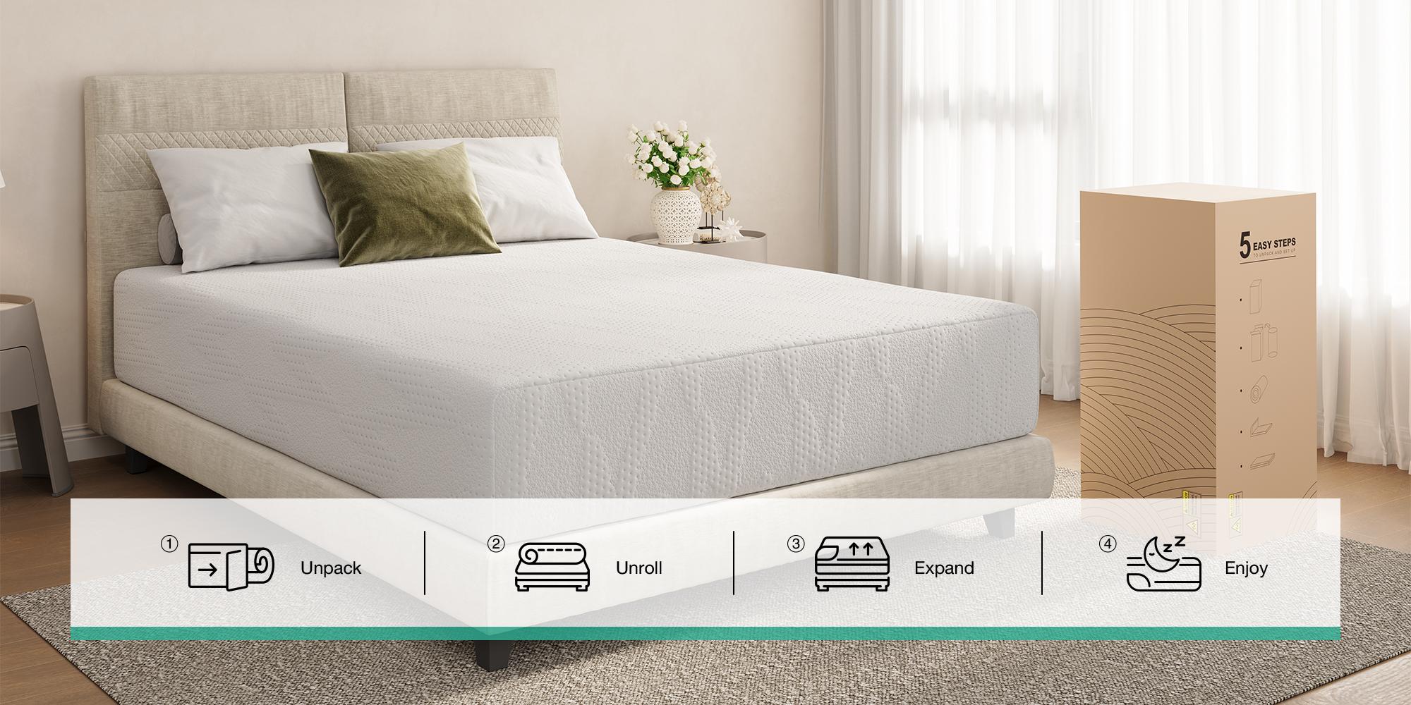 5//6/8/10/12/14 Inch Twin/Full/Queen/King  Mattresses with Gel Memory Foam for Cool Night & Pressure Relief, Bed Mattress in a Box Medium Plush Feel Colchones with Motion Isolating