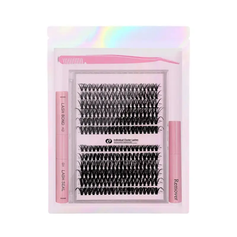 30D+40D 2 Style Lash Clusters Kit, 1 Set Mixed Length Individual Eyelash Extensions Kit, Self Grafting False Eyelashes with Tweezers Glue & Remover, Professional Eye Makeup Accessories for Women