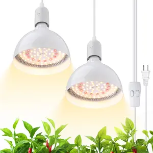 Barrina LED Hanging Grow Light Bulb, 50W (2 x 25W) Full Spectrum, with 16.4FT Power Cord, 2-Head