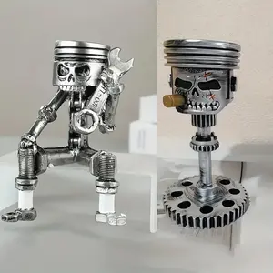 Skull Design Wrench Tool Shaped Resin Ornament, Creative Skull Face Statue, Home Decor for Living Room Bedroom Office, Man Cave Accessories, Perfect Gift for Engineers