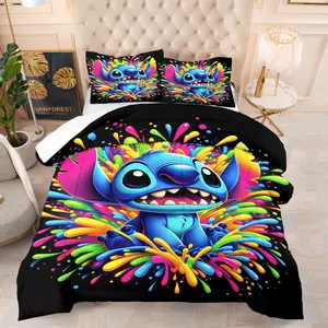 Stitch pattern, including 1 blanket and 1 or 2 pillowcases without pillowcases, suitable as daily holiday birthday gifts, soft children's and adult bedroom decorations