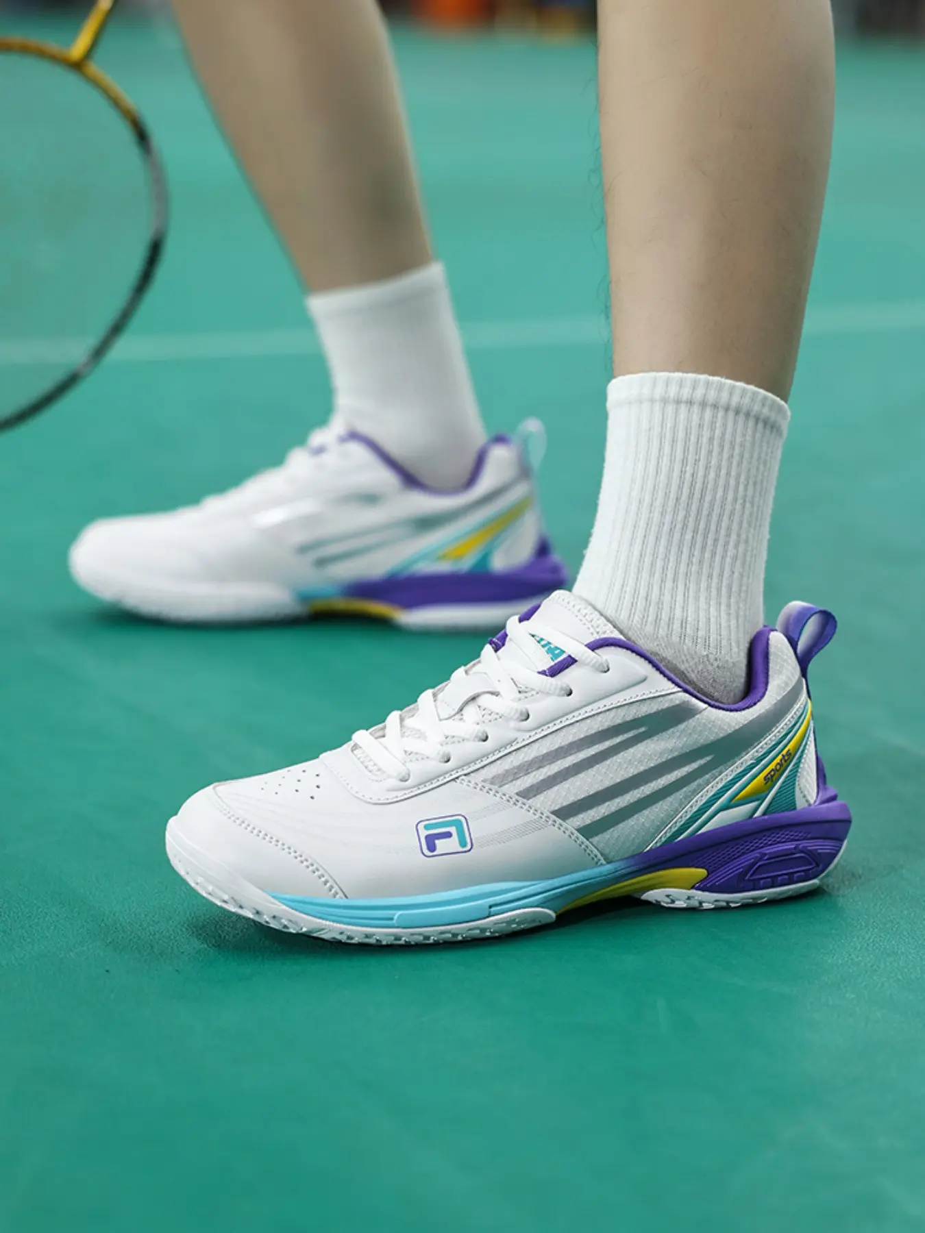 Men's Badminton Shoes, Comfortable Sporty Design, Shock Absorption, Durable PU Fabric, Indoor/outdoor, All Seasons, Medium Width