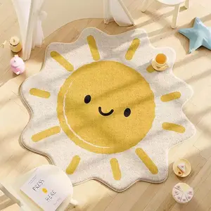 Modern Cute Creative Colorblock Smiling Sun Print Carpet, Living Room Bedroom Rug, Soft Plush Large Area Mat, Easy to Clean, Fluffy Area Rug, Indoor Floor Rug, Home Decor Rug, Home Decorative Rugs