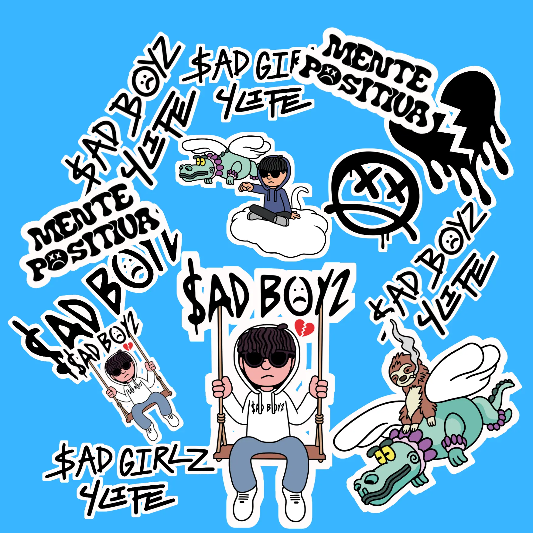 Junior H. Sad Boys 4Life Sticker Pack - 15 Premium Vinyl Die-Cut Waterproof Scratch-Resistant UV-Protected for Cars Trucks Laptops Helmets Phone Cases Skateboards