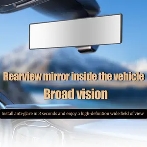 Rear View Mirror, Universal 11.8 Inch Interior Clip On Panoramic Convex Mirrors for Car Accessories, HD Anti Glare Wide Angle and Reduce Blind Spot, Extended Rear View Mirror for Cars, SUVs, Trucks