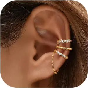 MILACOLATO Ear Cuff Earrings for Women Non Piercing 14K Plated Gold Ear Cuff for Non Pierced Ears Clip on Cartilage Earring Dainty Fake Earrings