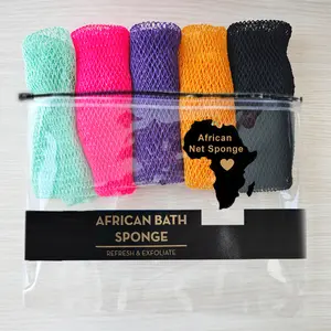 5 Piece African Exfoliating Net Sponge Bundle, for SENSITIVE SKIN, Bath sponge