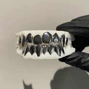 Custom Phonk Fangs Teeth Grillz 925 Silver Plain Teeth Grillz Hiphop Grillz