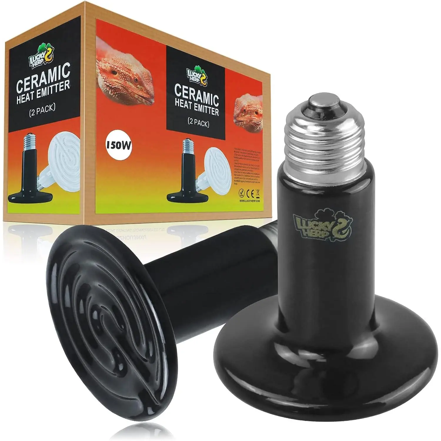 SafePetHeat 50W-150W Ceramic Heat Emitter | No Light Reptile Heat Lamp | Anti-Scald for Reptiles/Chickens/Dogs/Cats