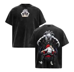 Yuta Okkotsu Rika Jujutsu Kaisen Graphic Washed T-Shirt Anime Double-Sided Acid Wash Tee Unisex Heavyweight Cotton Oversized Manga Streetwear Shirt Retro Casual Outfit Gift for Anime Fans