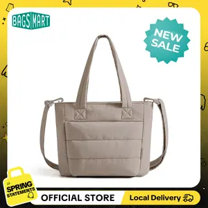 【NEW IN】BAGSMART Upgraded Mini Bubble Puffy Tote Bag Longer Length Added Shoulder Strap Durable Quilted Laptop Tote for Travel Work SpringStatements