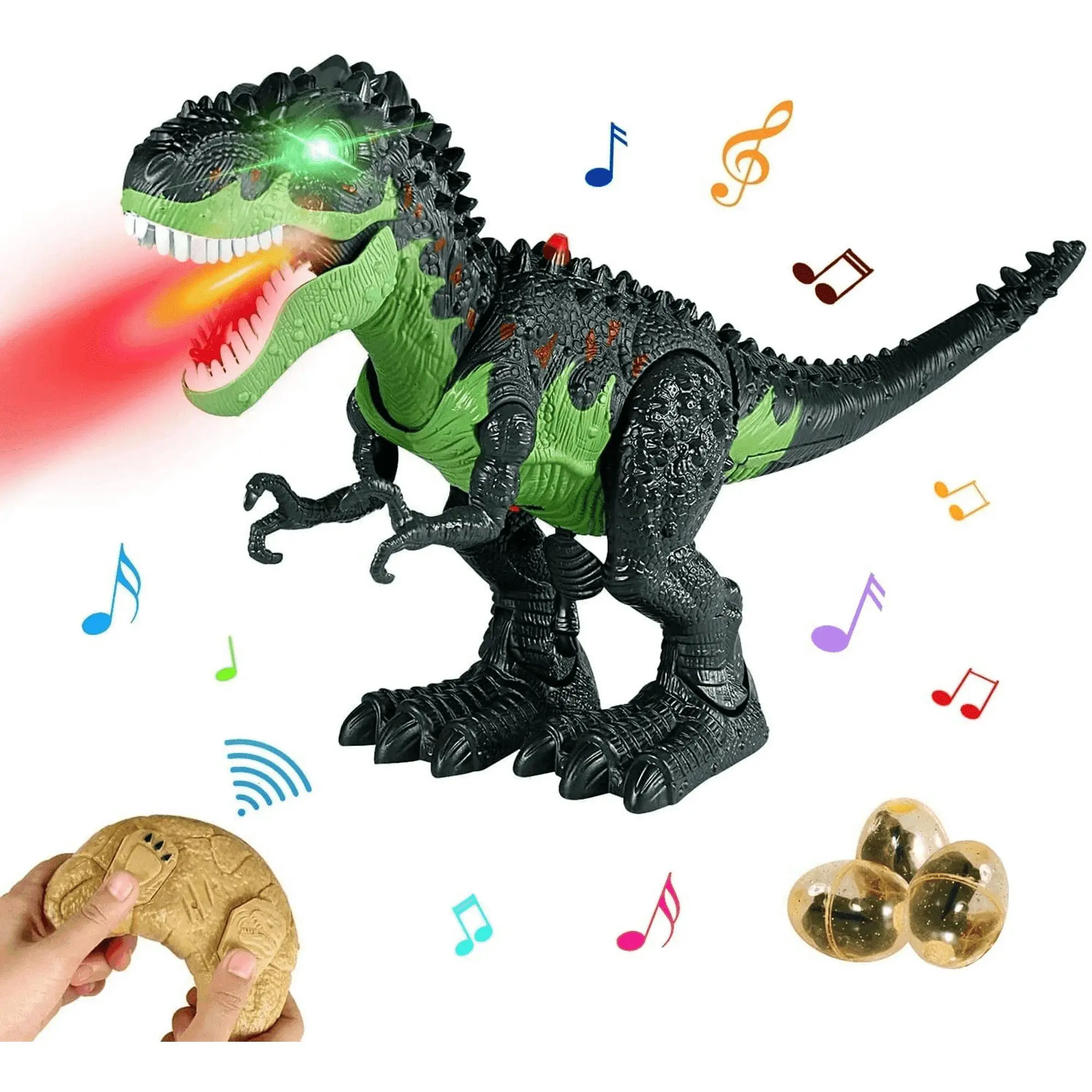 Electric Remote Control Dinosaur Toy - Interactive Walking, Roaring, Full Movement, Cool Robot Sounds, LED Eyes, Mist Spray, Jurassic Themed Gift for 3+ Unisex Kids Toys