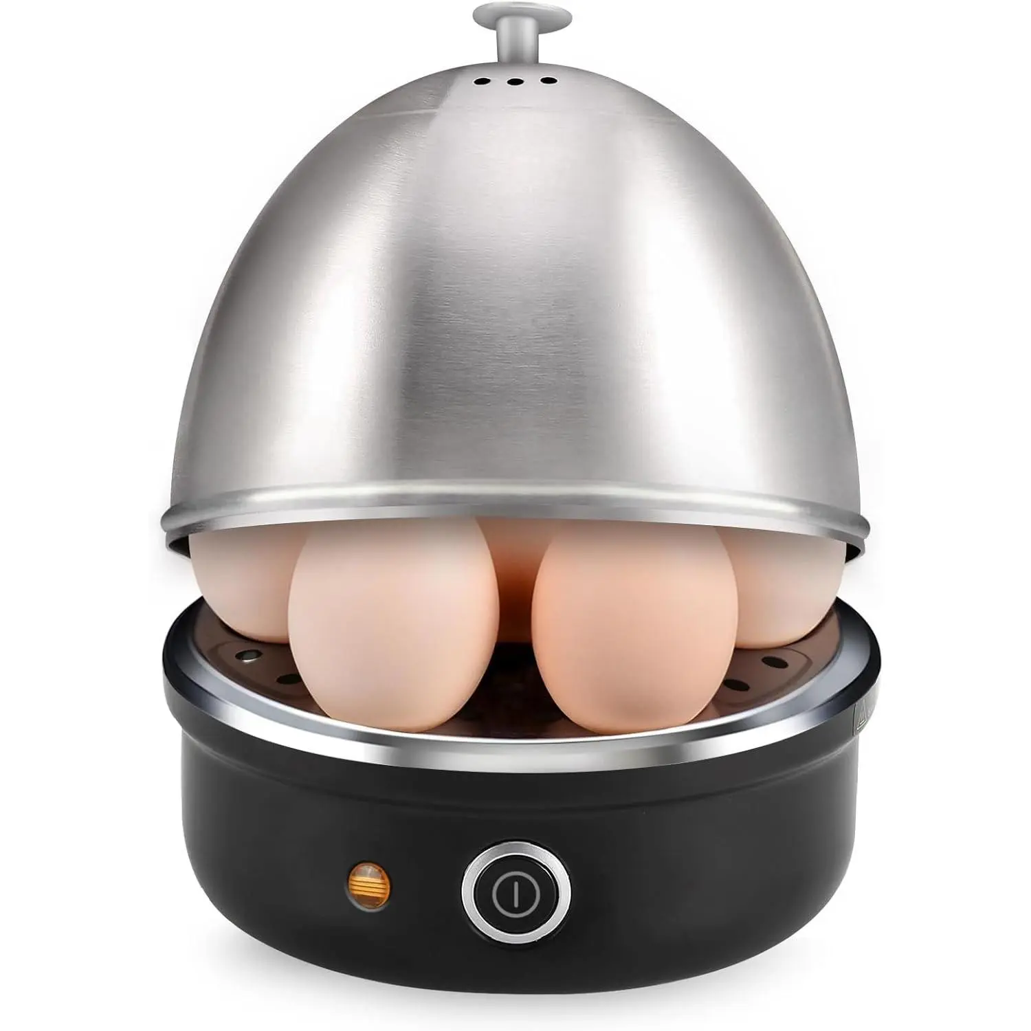 Electric Egg Cooker, Rapid Egg Boiler with Auto Shut Off for Soft, Medium, Hard Boiled, Poached, Steamed Eggs, Vegetables and Dumplings, Stainless Steel Tray with 7-Egg Capacity (Black)