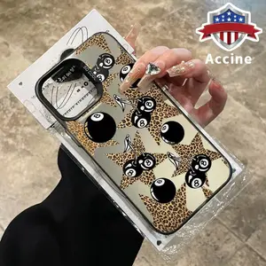 Leopard 8 Balls Pattern Case for iPhone 16 Pro Max 15 Plus 14 13 12 11 XR E XS IMD Plate Hologram Drop-Proof Ultra Thin Cell Phone Cover Gift for Girl