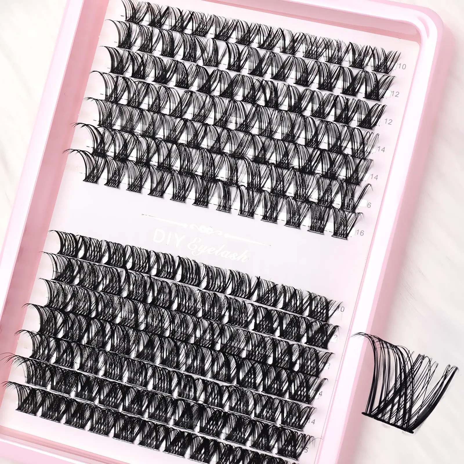 161pcs Diy Eyelash Clusters 10-16mm Mix Length D Curl Fluffy Wispy Individual Lashes, Reusable DIY Eyelash for Beginners Daily/Party, Fluffy False Eyelashes