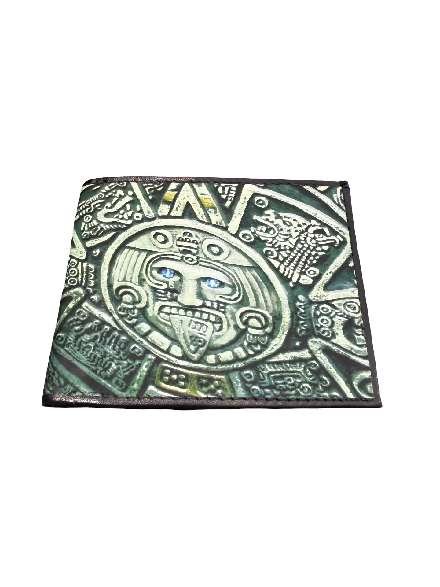 Billetera Vaquera con Calendario Azteca de Piel Men’s Western Style Leather wallet with Aztec Calendar