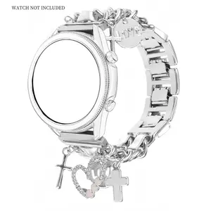 Fashion metallic Watch Band with Pendant, 22mm Universal Watch Band for Samsung Galaxy Watch 3/45mm, Samsung S3 Classic, Watch Accessories for Women, Wearable, Smartwatch Strap, Smart Watch Straps