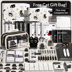 33 Pcs 13-Layer Kawaii Cat Pencil Case, Cute Little Cat Stationery Set, Multi-Layer Design with Stickers, Keychain & Brooch, Pencil Bag