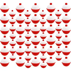 60 Pcs Fishing Float,Hard ABS Fishing Bobber Bulk,Push Button Round Buoy Floats for Fishing Tackle Accessories,1/1.5 Inch